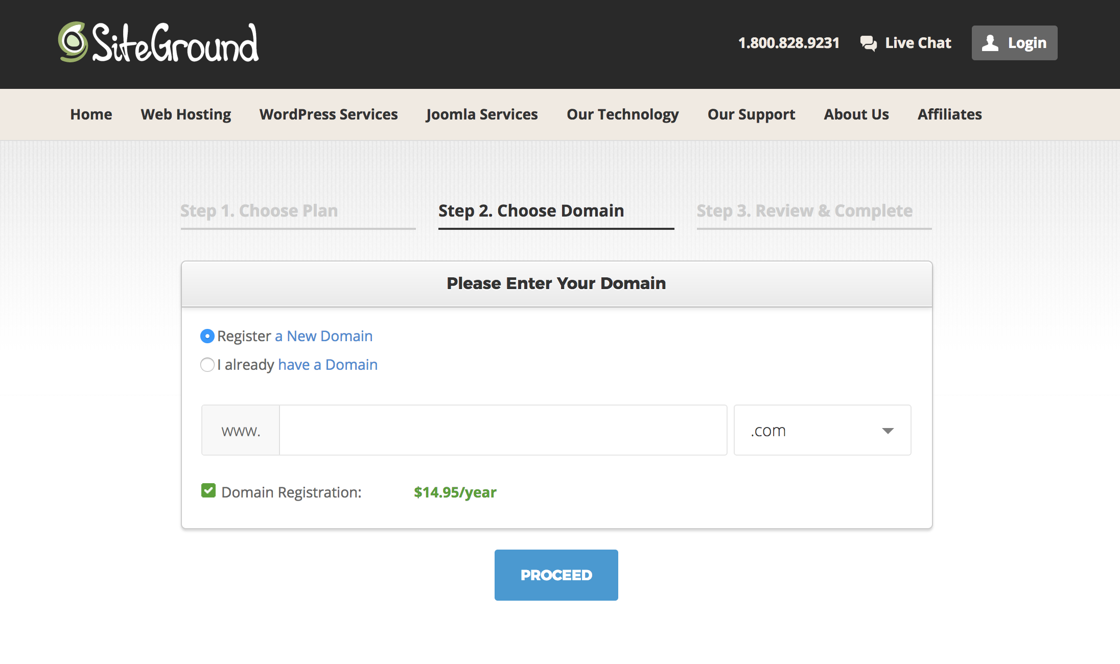 Learn how to make a wordpress blog with Siteground, Check your domain with the Siteground registration